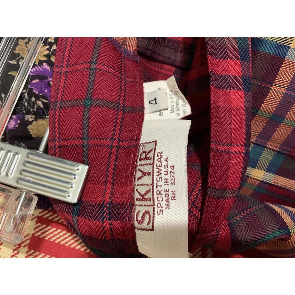 Skyr Wool Blend Red Plaid Pleated Skirt School girl Academia Preppy Size 4 - Picture 7 of 8